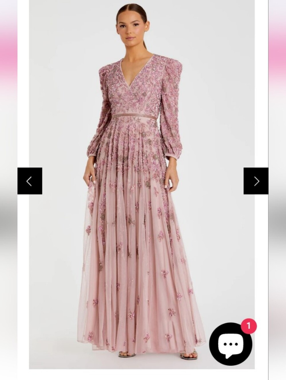 Mac Duggal Dusty Pink Embroidered V-Neck Maxi Dress